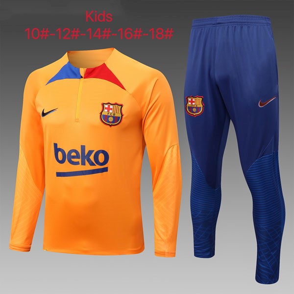 Kinder Trainings-Sweatshirt Barcelona 2023 Orange Blau